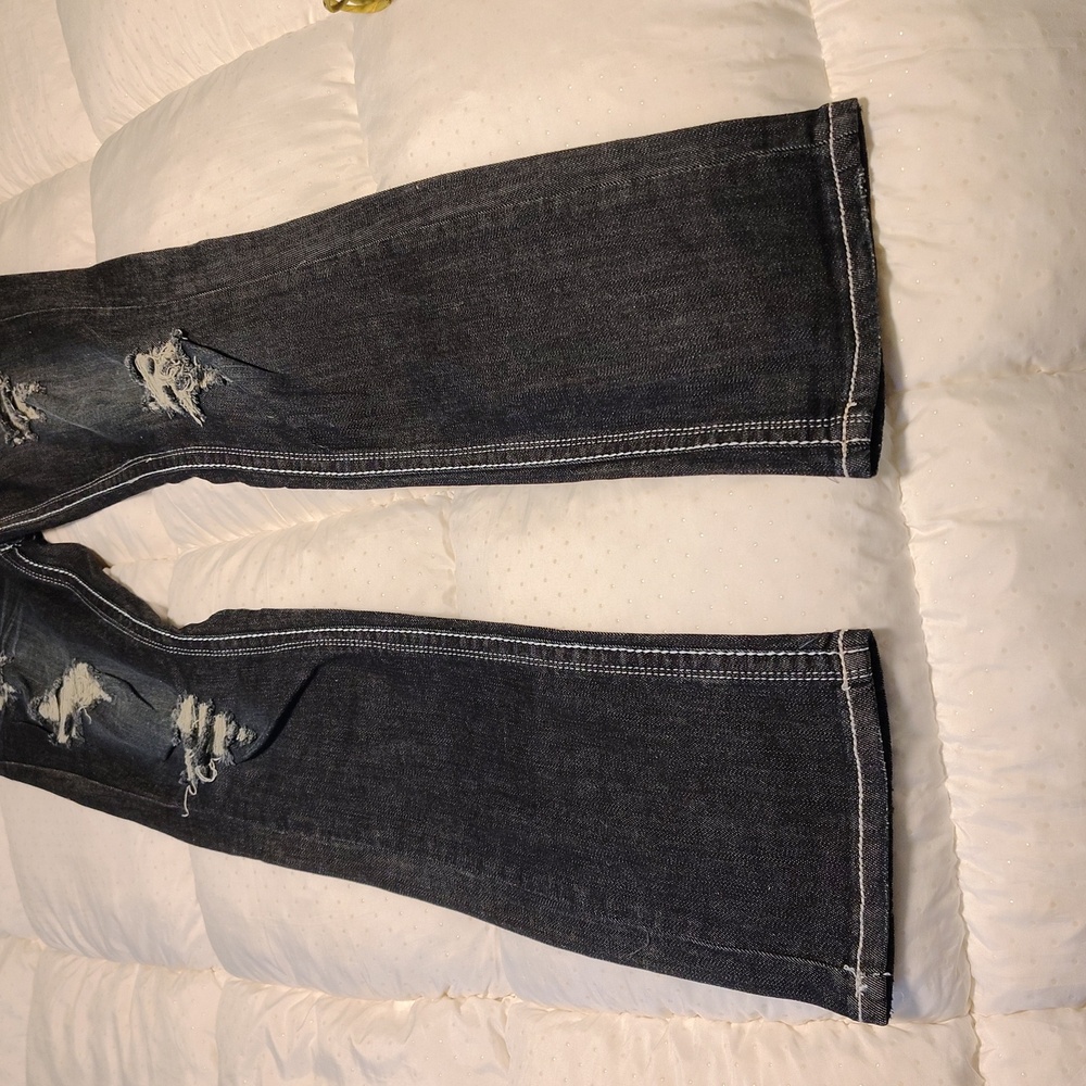 Stylish dark Denim Women's Jeans with crosses on back pockets - Picture 6 of 8